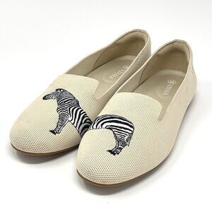 Vivaia Audrey  Zebra Embroidered Slip On Shoes Loafers Women’s Size 39 EU 8 US